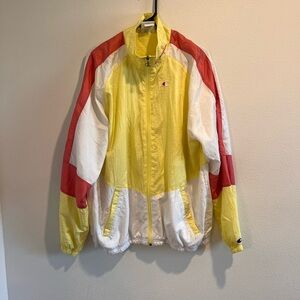 Champion Colorblock Shell Jacket in Yellow, White & Pink Accents